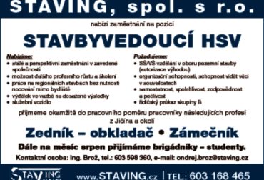 Hledáme stavbyvedoucího